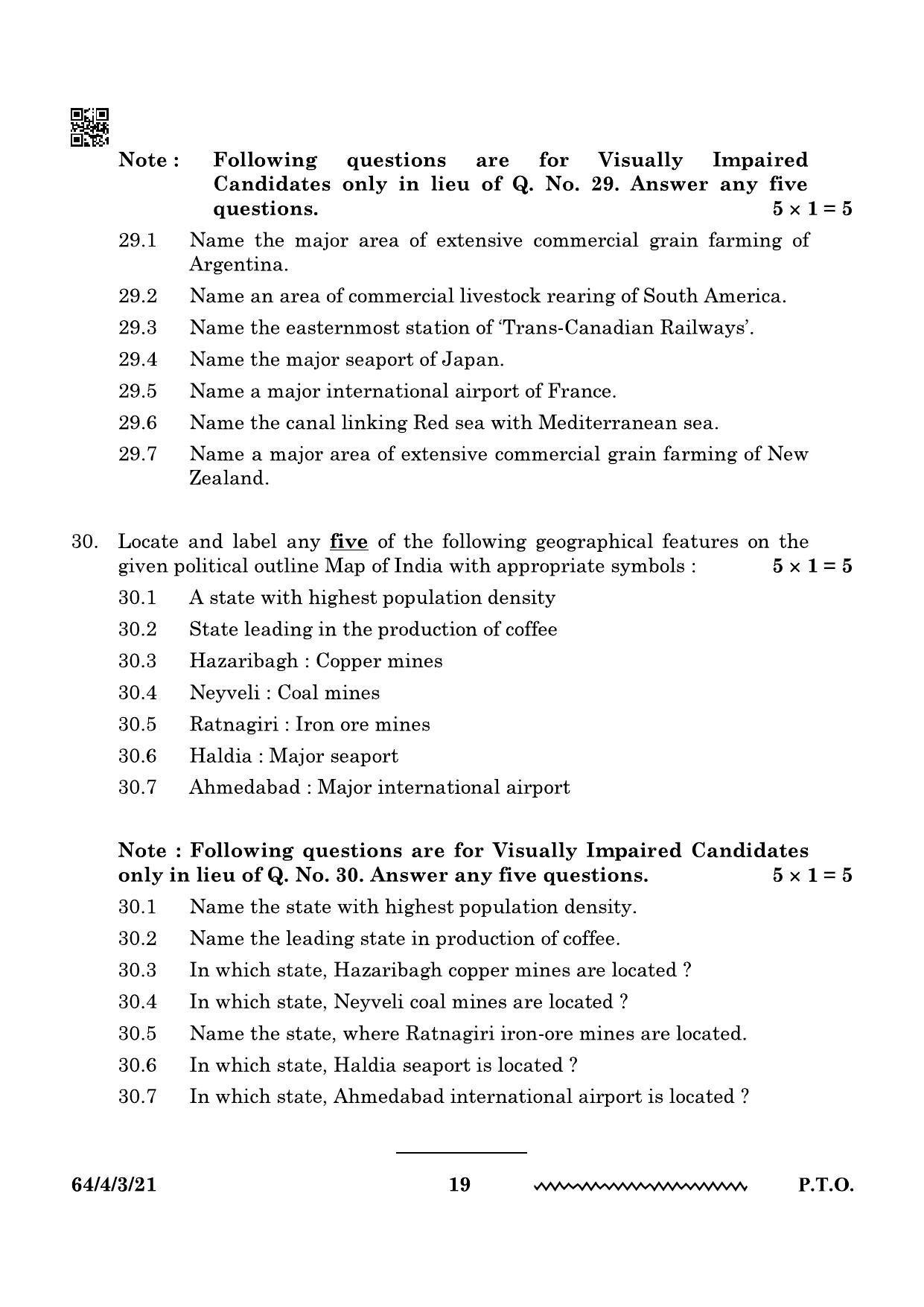 CBSE Class 12 64-4-3 Geography 2024 Question Paper - Page 19