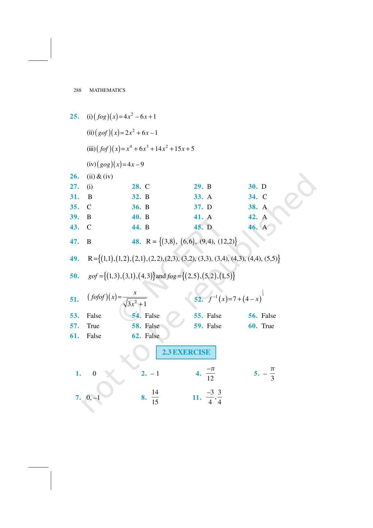 NCERT Exemplar Class 12: Mathematics  - Answers - Page 2