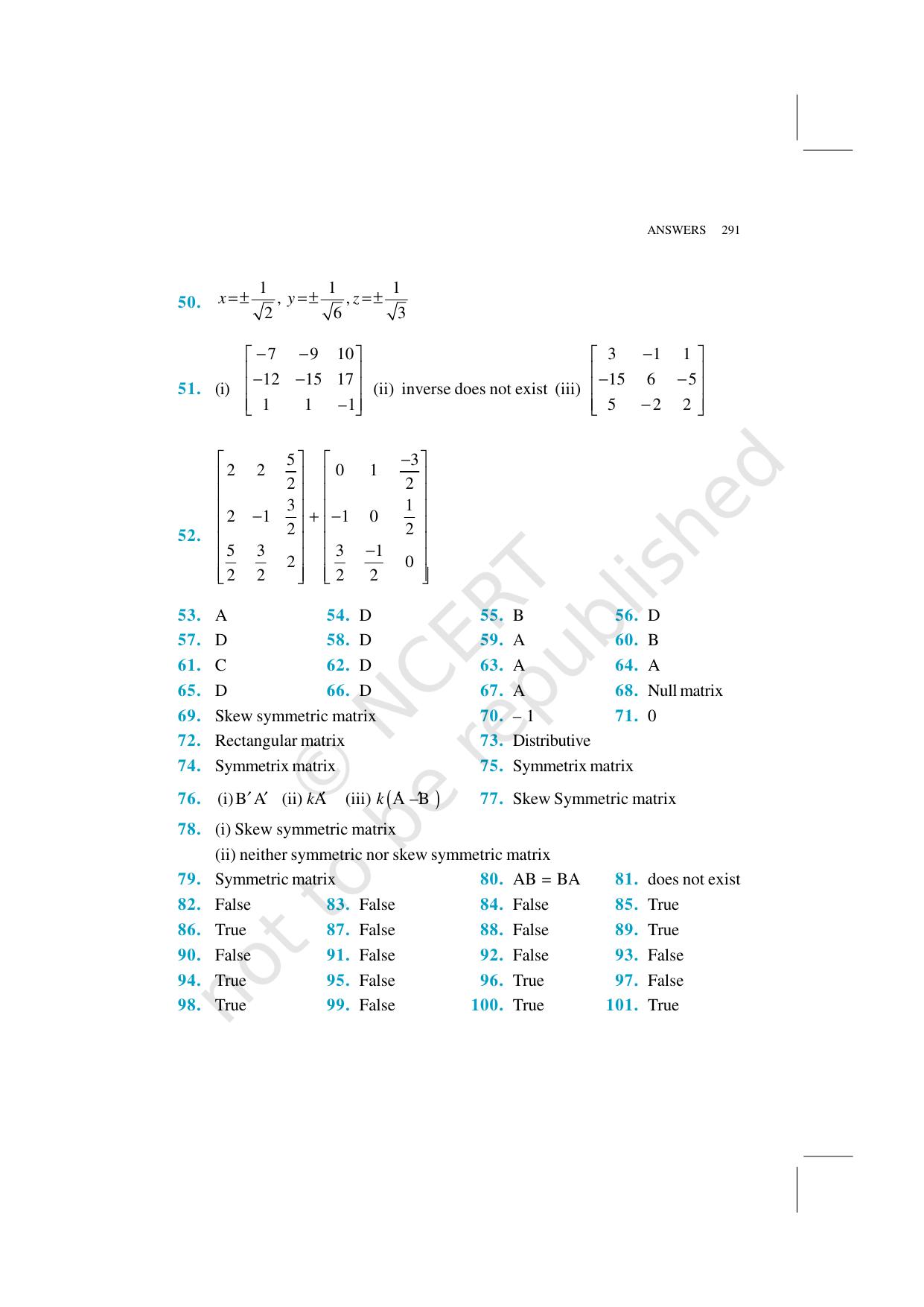 NCERT Exemplar Class 12: Mathematics  - Answers - Page 5