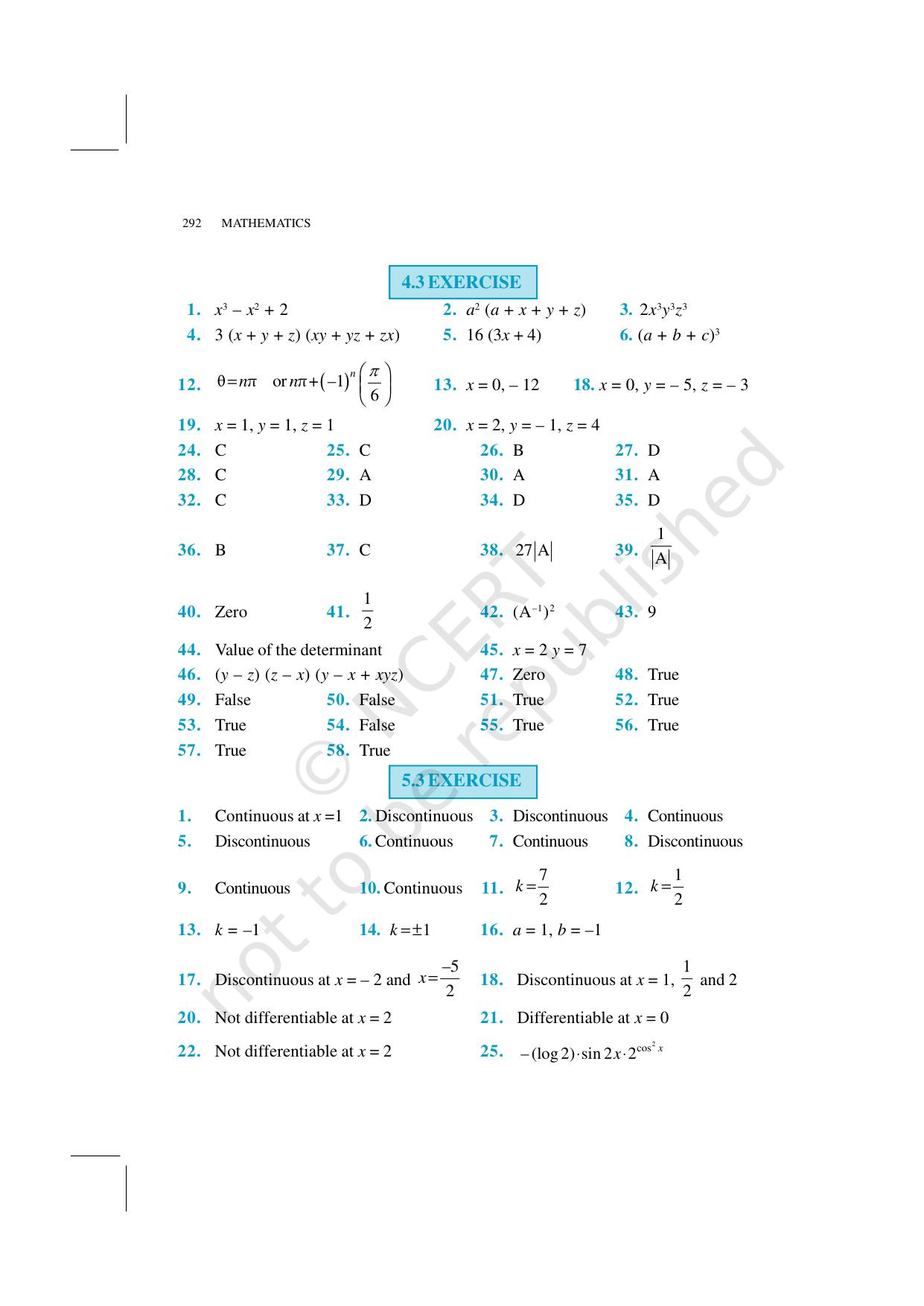 NCERT Exemplar Class 12: Mathematics  - Answers - Page 6