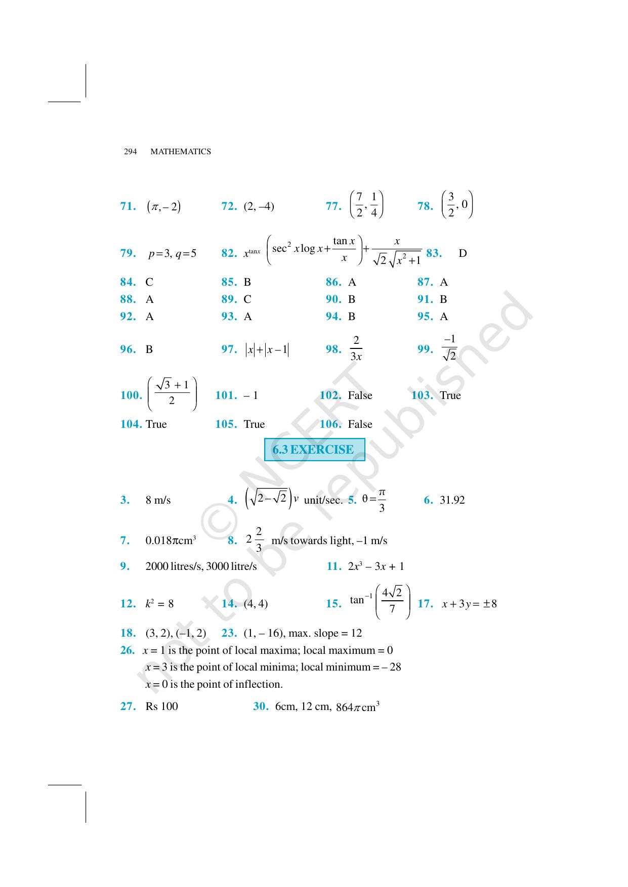 NCERT Exemplar Class 12: Mathematics  - Answers - Page 8