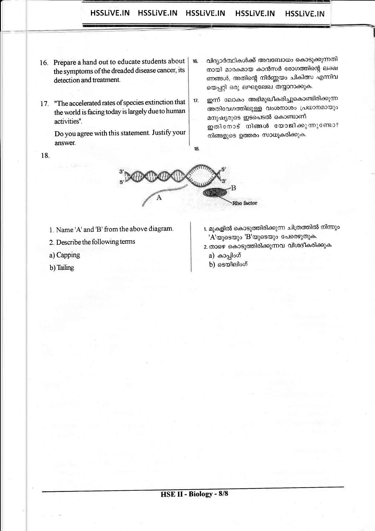 Kerala Plus Two 2018 Biology Model Question paper - Page 8