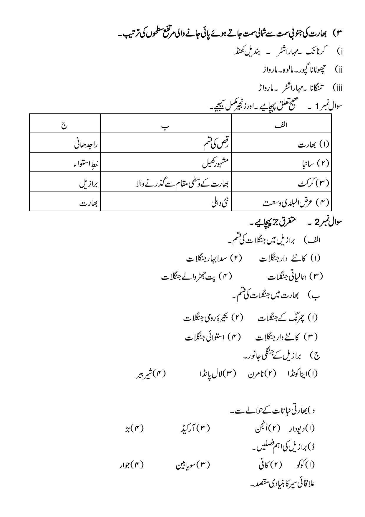 Maharashtra Board Class 10 Geography Sample Paper (Urdu Medium) - Page 5
