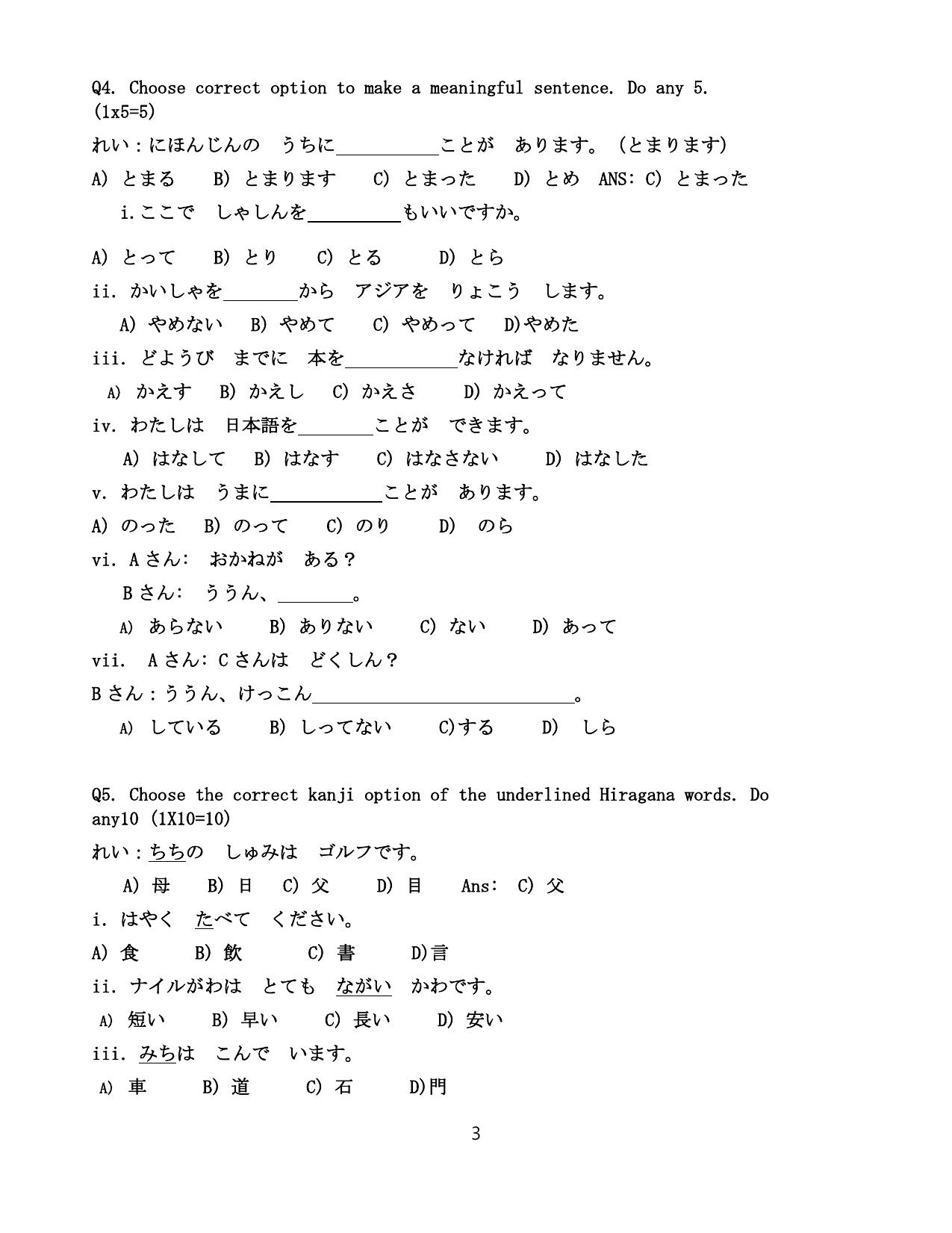 CBSE Class 10 Japanese Sample Paper 2025 - Page 3