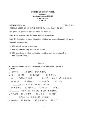CBSE Class 10 Japanese Sample Paper 2025