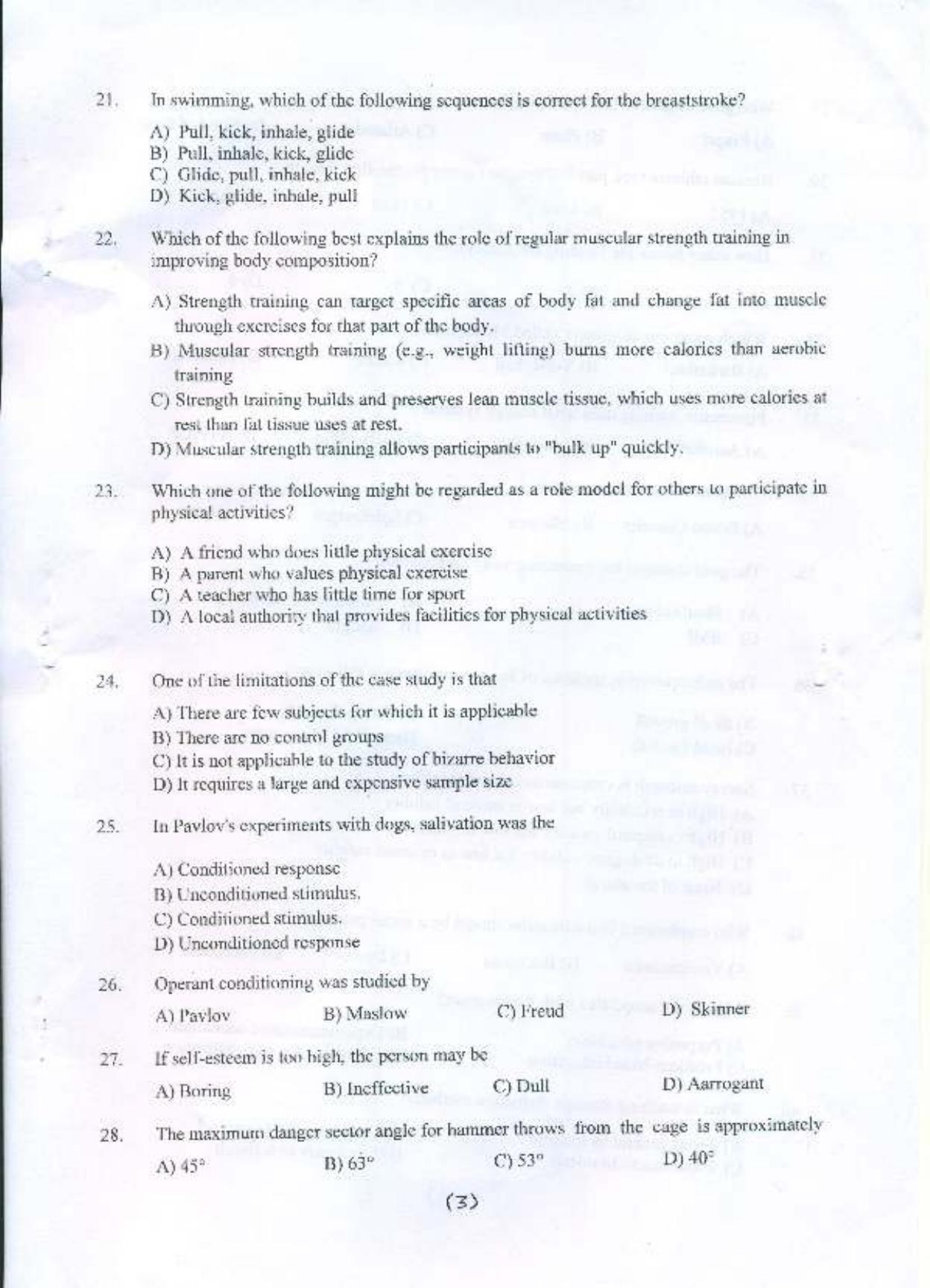 PU MPET Physical Education 2015 Question Paper - Page 4