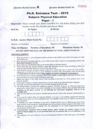 PU MPET Physical Education 2015 Question Paper
