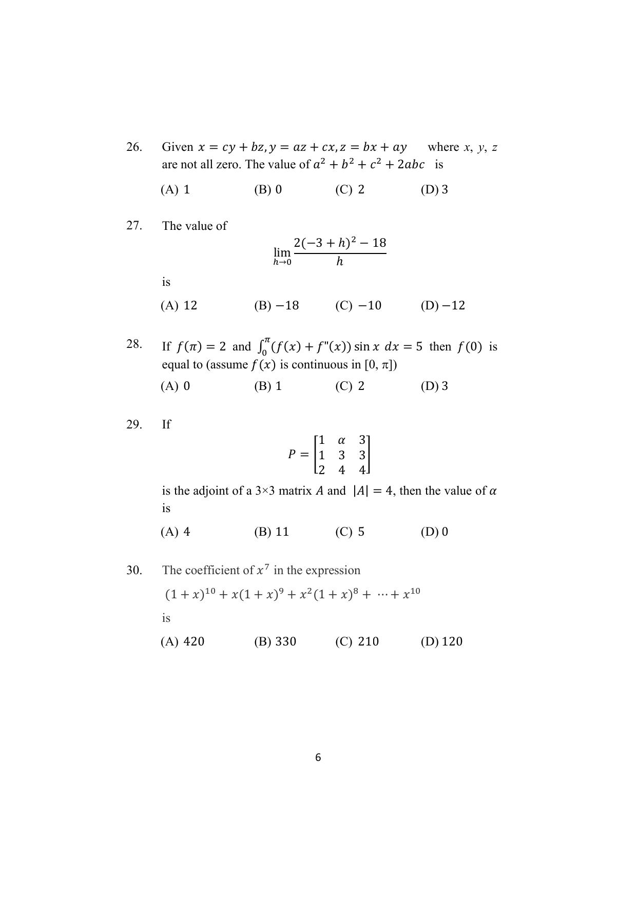 ISI Admission Test M.S. Quality Management Science (QMA) 2023 Sample Paper - Page 6