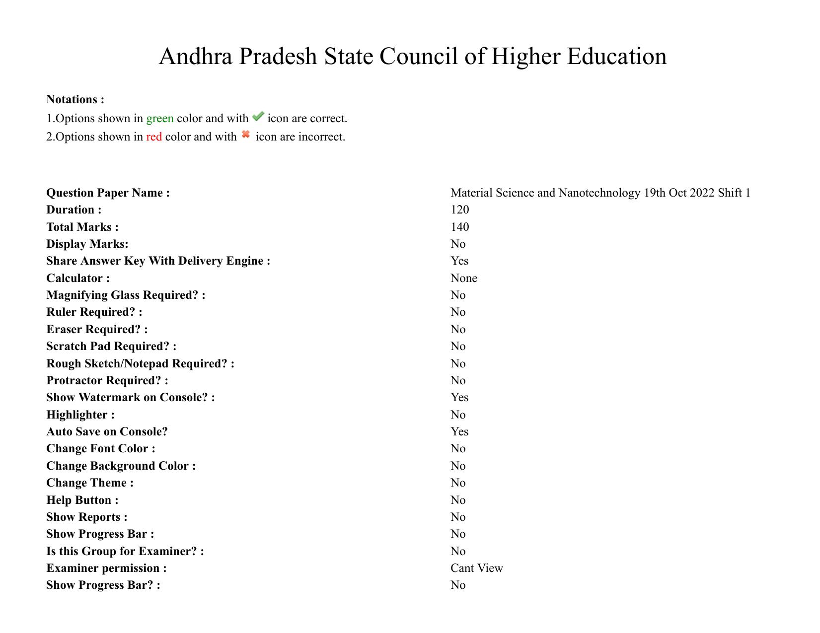 AP RCET 2022: Material Science & NanoTechnology - 19-10-2022 (Wednesday) Session-I Question Paper With keys - Page 1