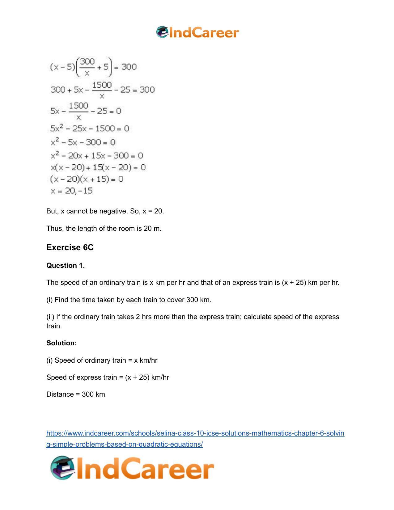 Selina Class 10 ICSE Solutions Mathematics : Chapter 6 - Solving Simple Problems (Based on Quadratic Equations) - Page 27