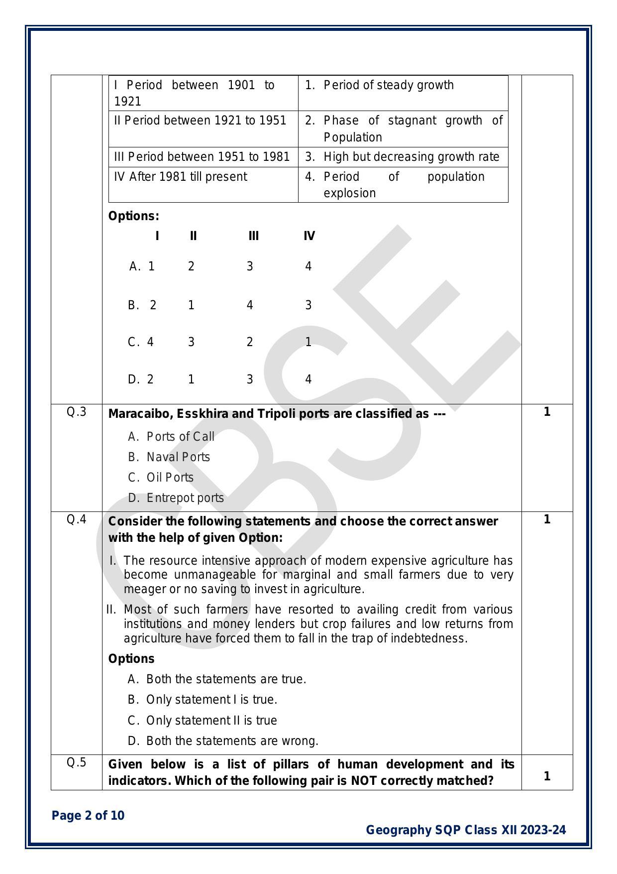 CBSE Class 12 Geography Sample Paper 2024 - Page 2
