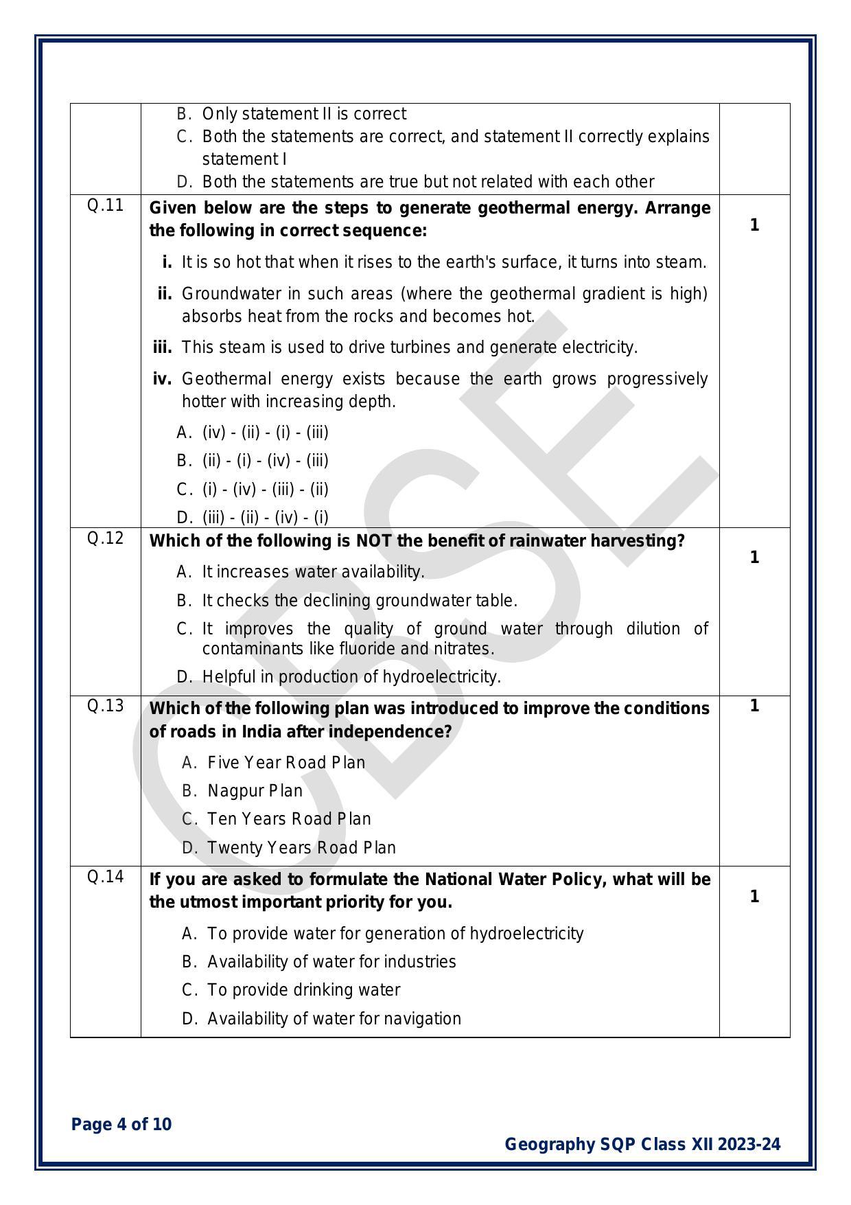 CBSE Class 12 Geography Sample Paper 2024 - Page 4