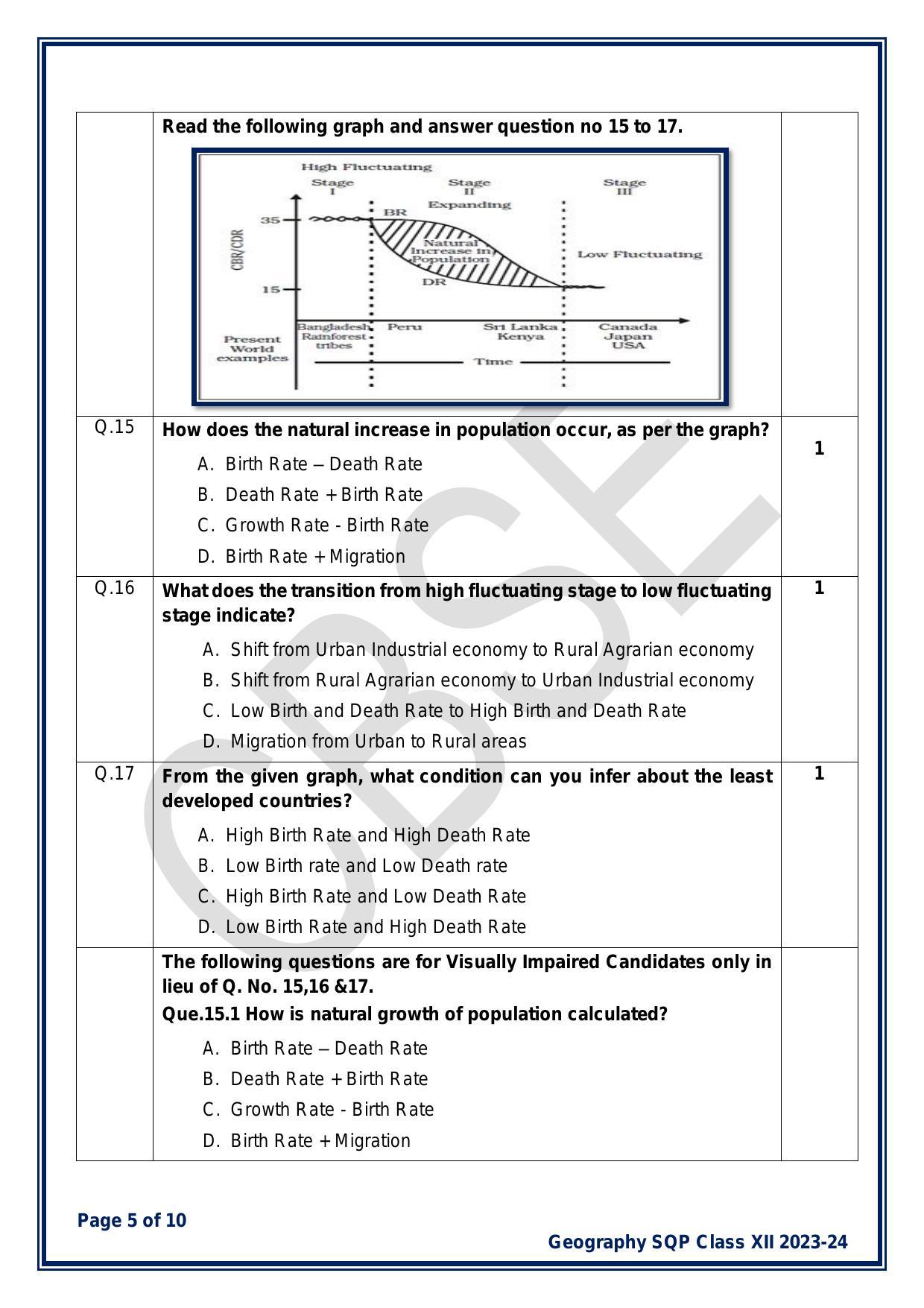 CBSE Class 12 Geography Sample Paper 2024 - Page 5