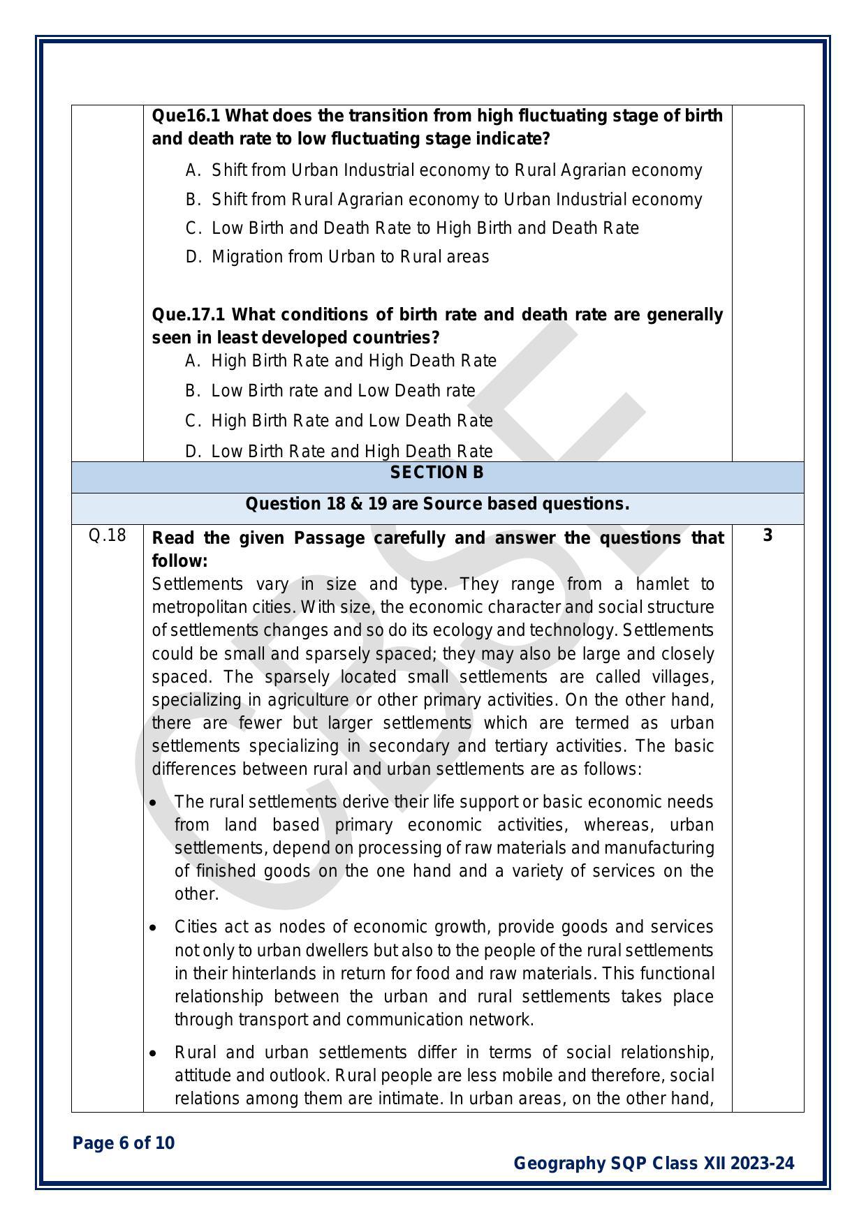 CBSE Class 12 Geography Sample Paper 2024 - Page 6