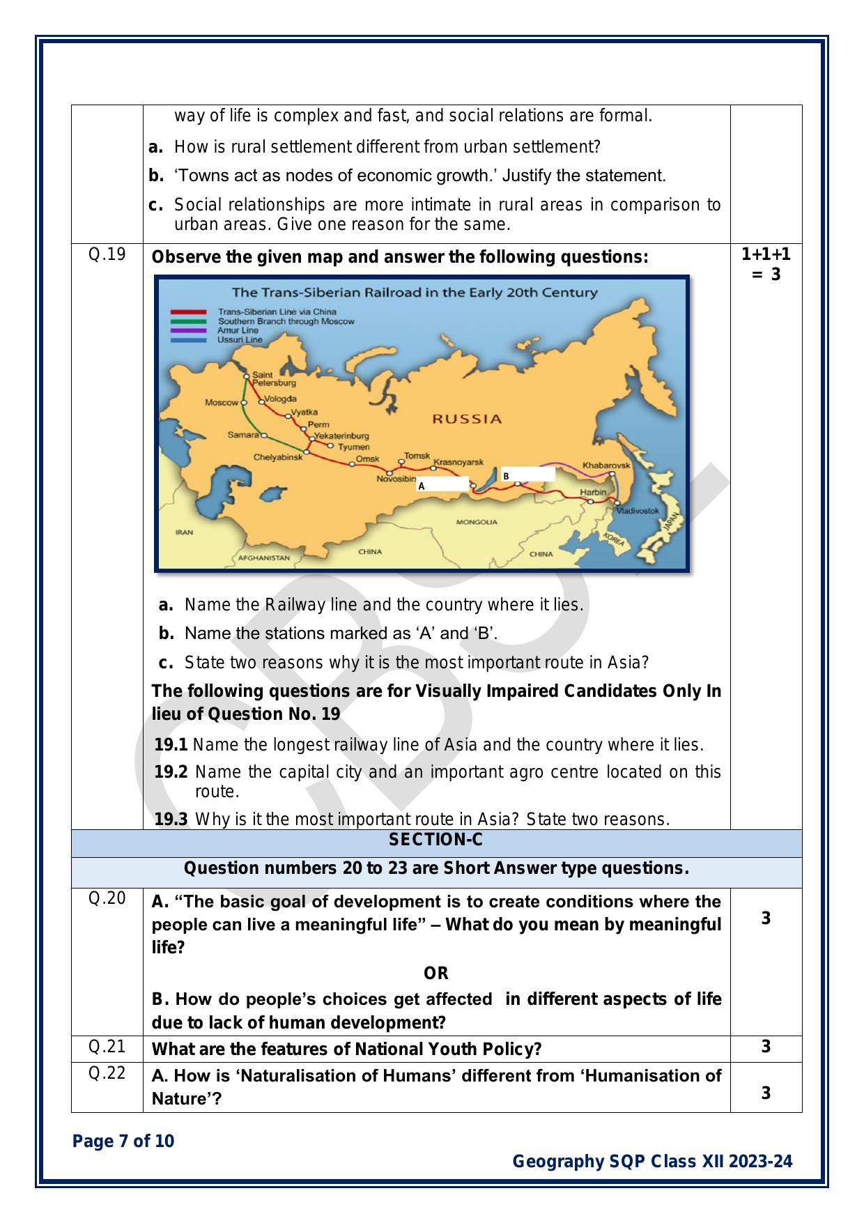 CBSE Class 12 Geography Sample Paper 2024 - Page 7