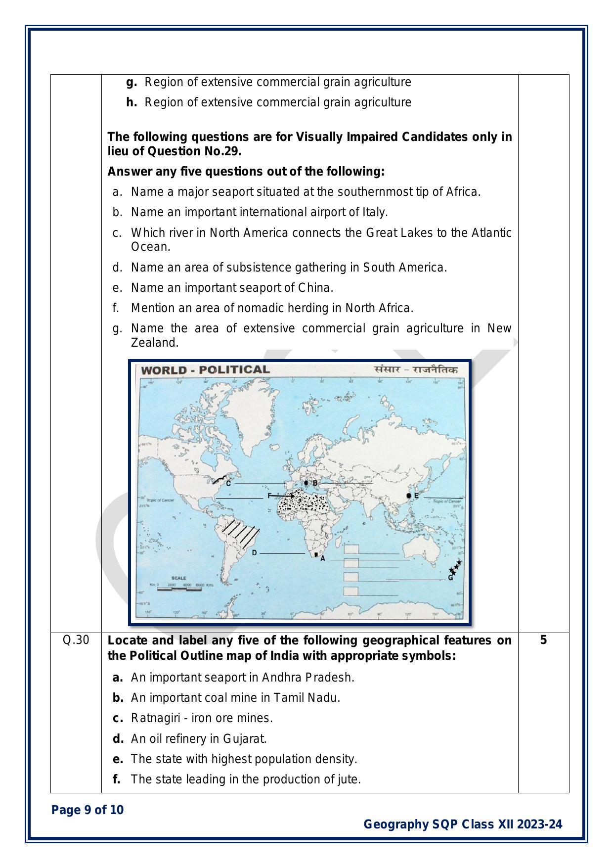 CBSE Class 12 Geography Sample Paper 2024 - Page 9