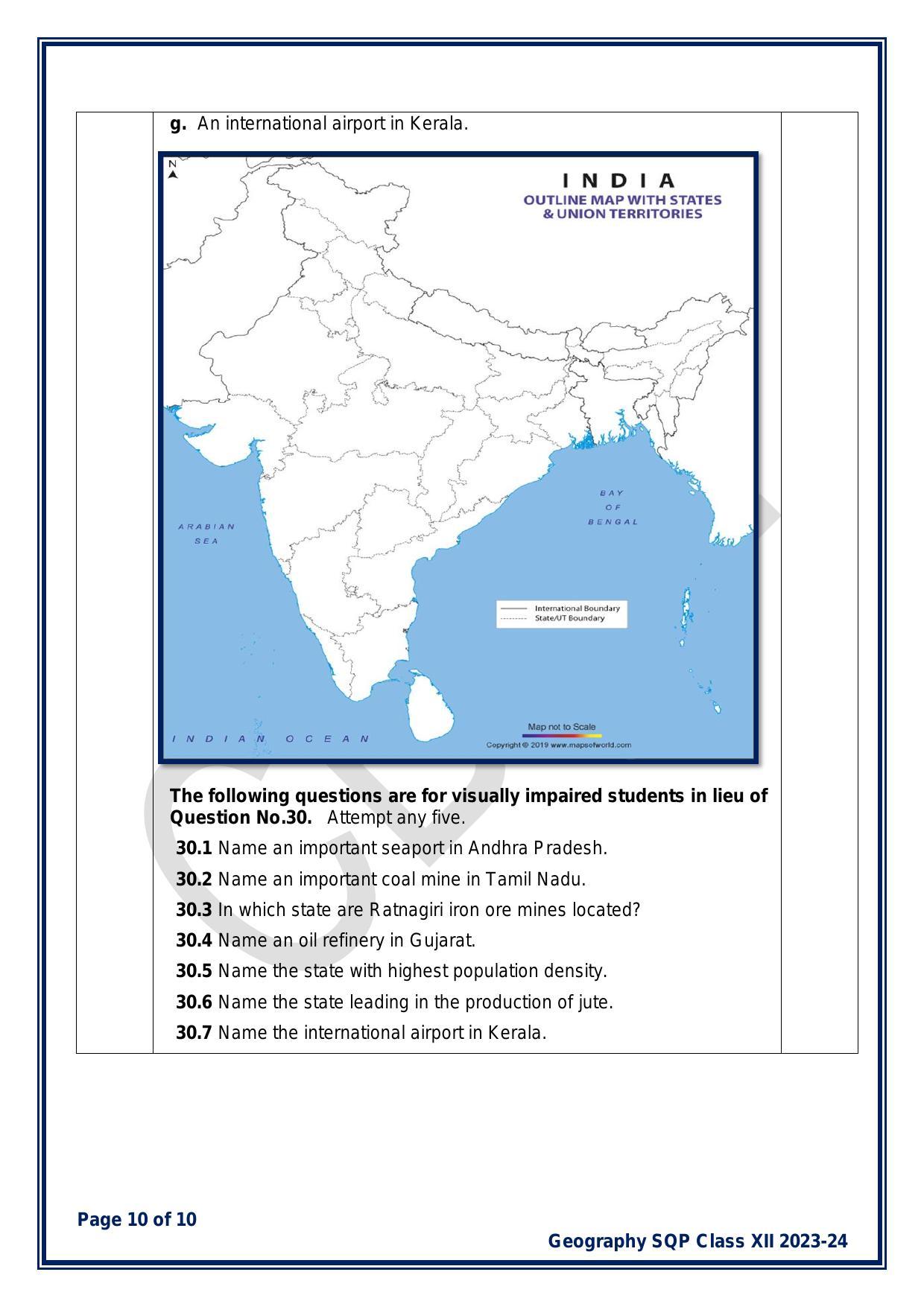 CBSE Class 12 Geography Sample Paper 2024 - Page 10