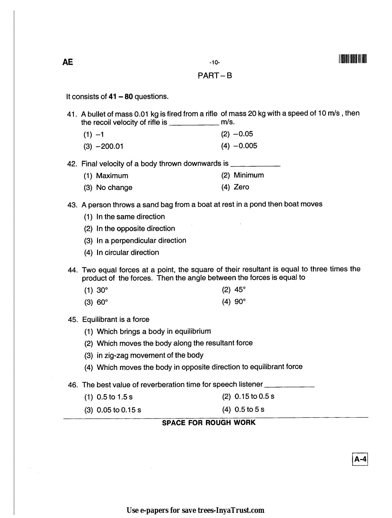 Karnataka Diploma CET- 2013 Aeronautical Engineering(1) Question Paper - Page 10