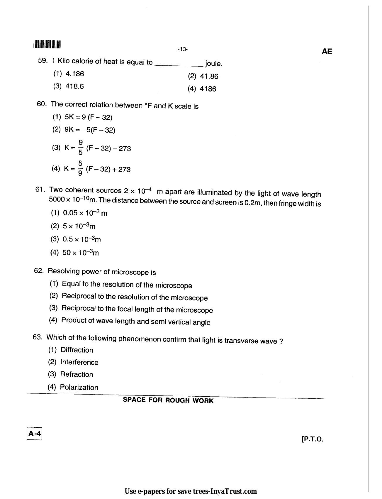 Karnataka Diploma CET- 2013 Aeronautical Engineering(1) Question Paper - Page 13