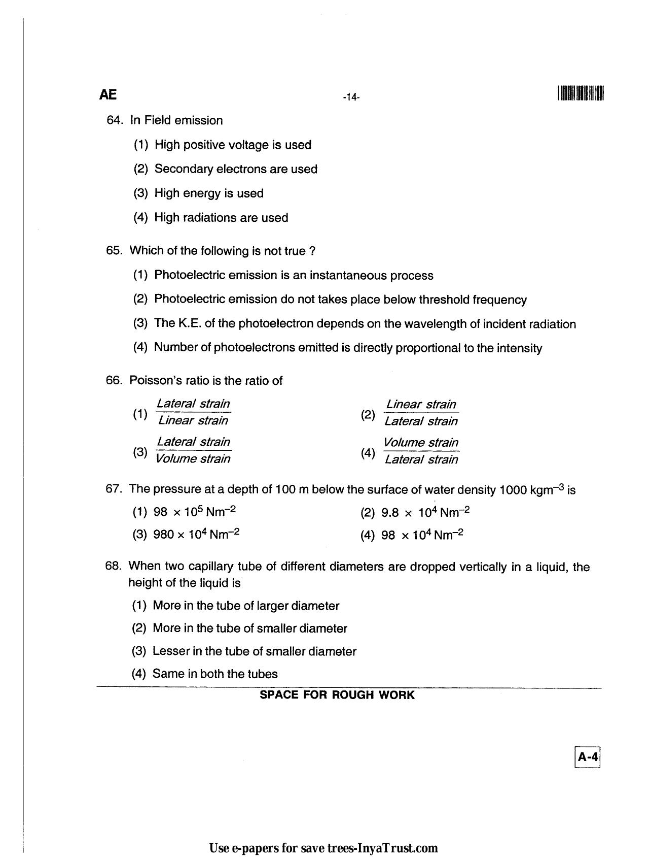 Karnataka Diploma CET- 2013 Aeronautical Engineering(1) Question Paper - Page 14