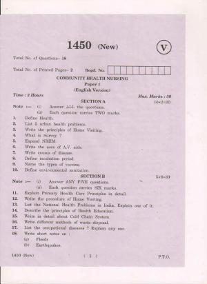 AP Inter 1st Year Community Health Nursing-I (New) March-2019-Vocational Question Paper