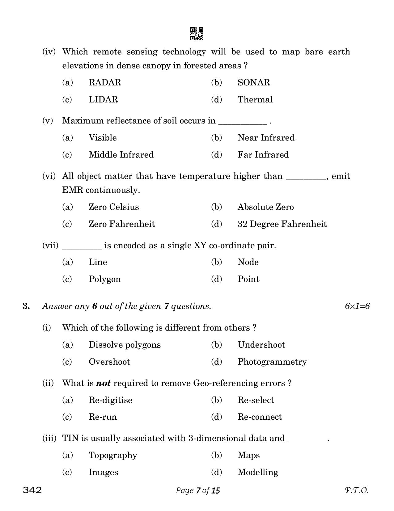CBSE Class 12 Geospatial Technology (Compartment) 2023 Question Paper - Page 7