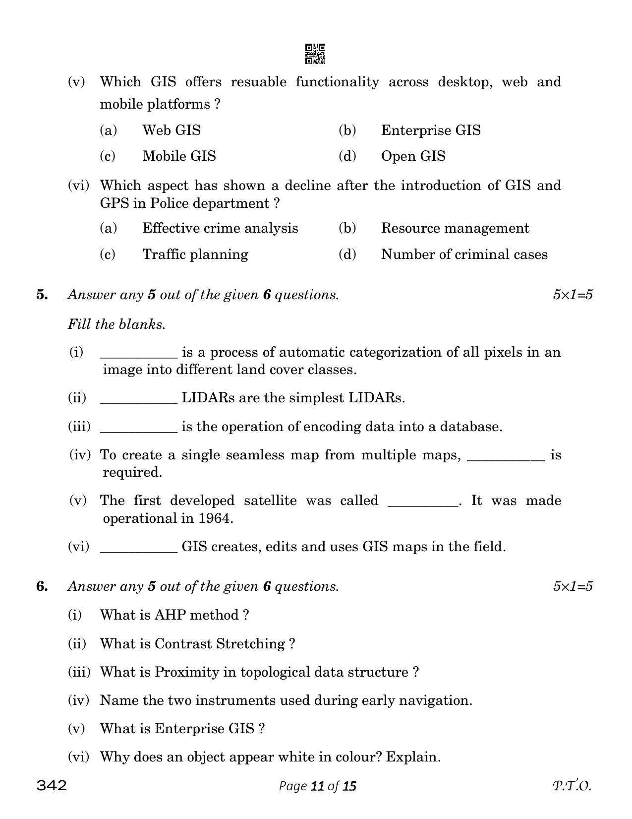 CBSE Class 12 Geospatial Technology (Compartment) 2023 Question Paper - Page 11