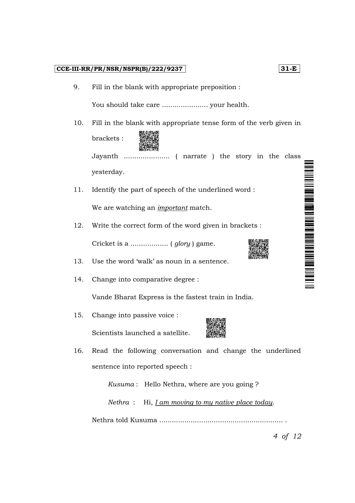 Karnataka SSLC Second Language English Exam 3 Question Paper 2024 (B Version) - Page 4
