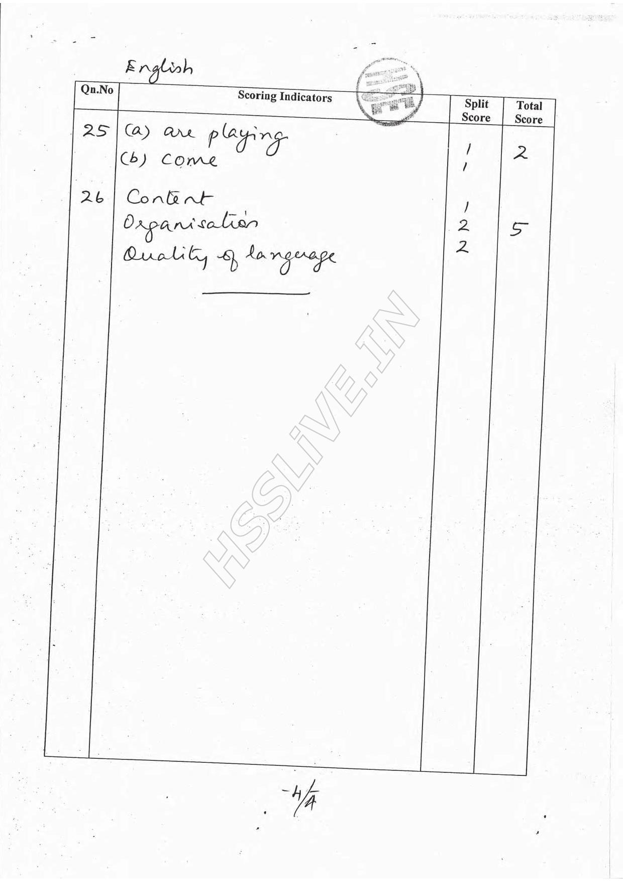 Kerala Plus One 2016 English Improvement  Answer Key - Page 4