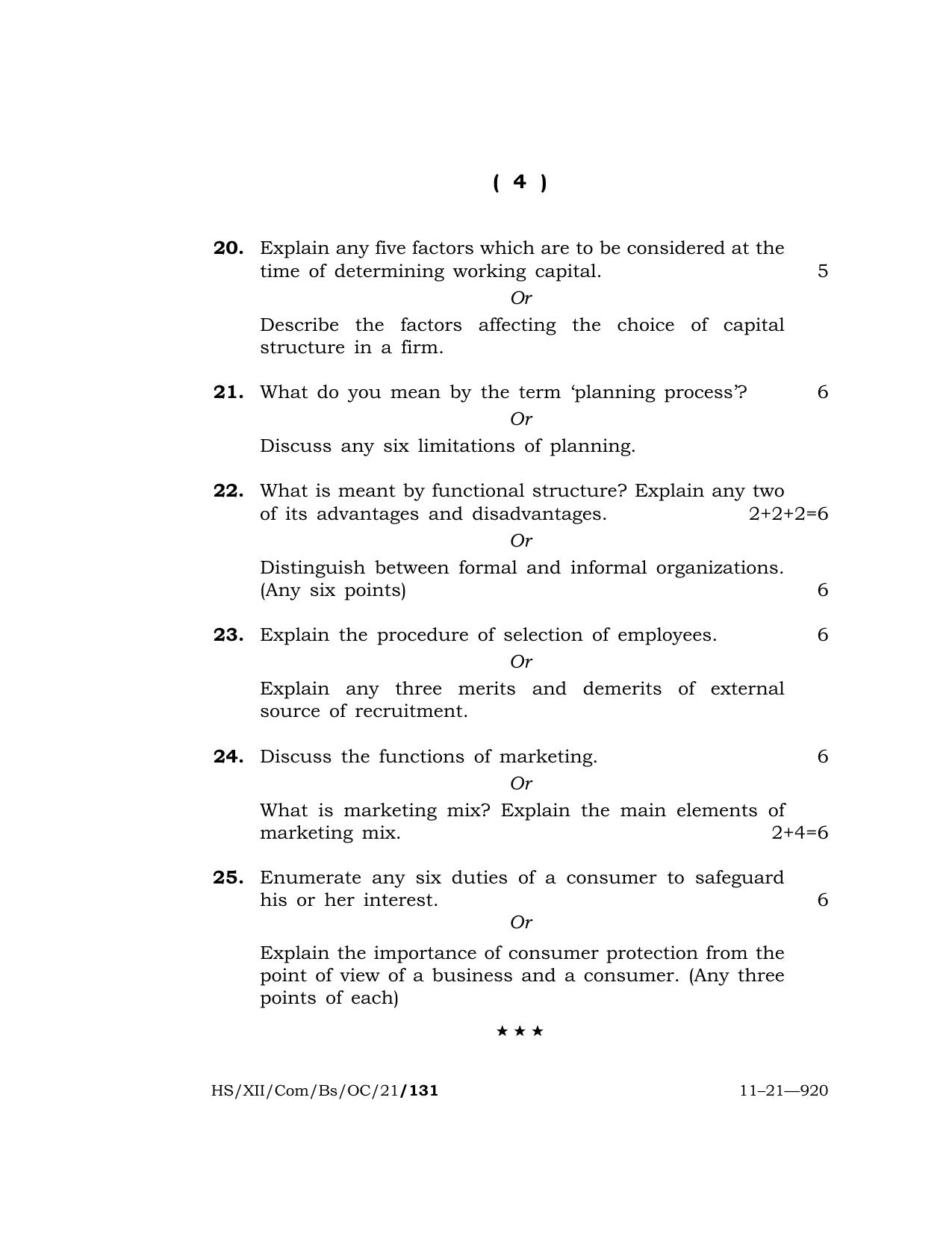 Meghalaya Board (MBOSE) Class 12 BUSINESS STUDIES (Old Course) (HS-XII-Com-Bs-OC-21) 2021 Question Paper - Page 4