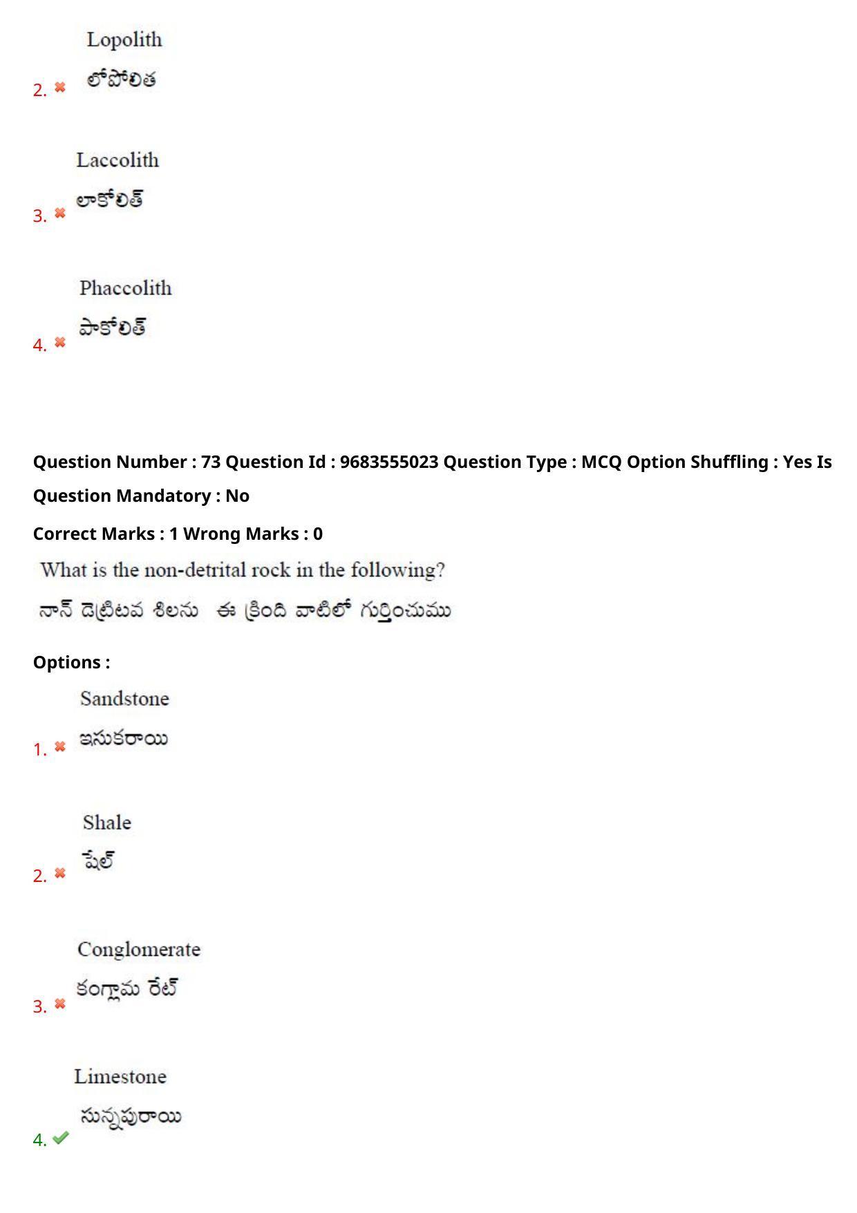 TS CPGET 2021 M.Sc. Geology (Shift 1) Question Paper with Answer Key - Page 54