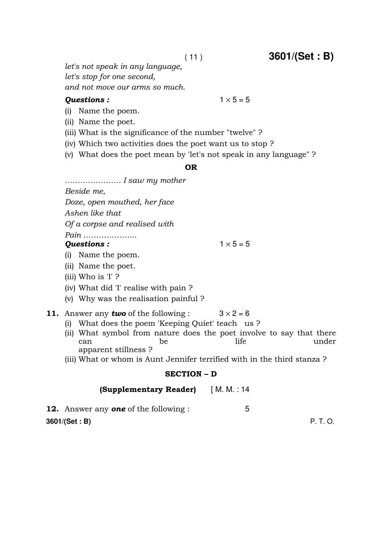 Haryana Board HBSE Class 12 English (Core) -B 2018 Question Paper - Page 11