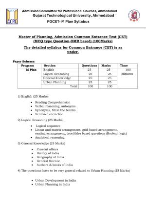 ACPC M.Plan Syllabus