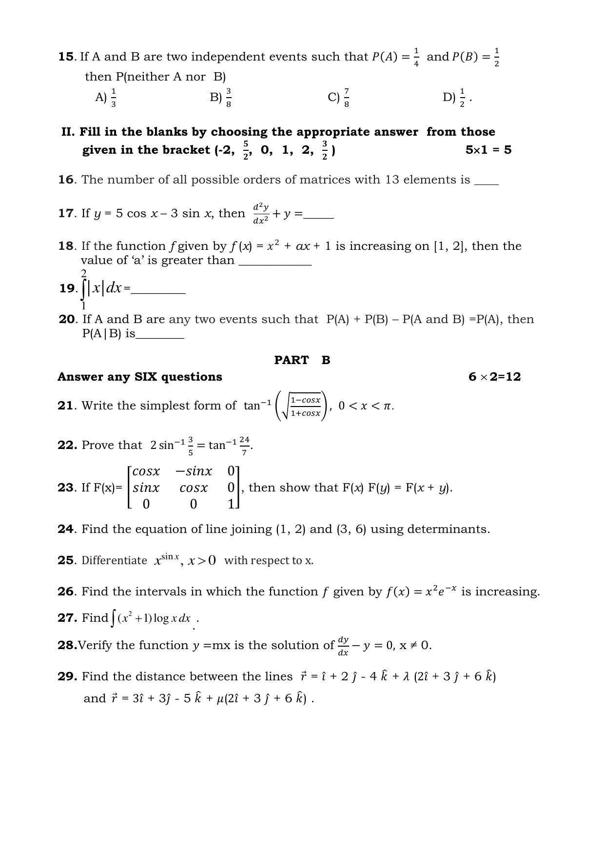 Karnataka II PUC Mathematics Model Question Paper III 2025 - Page 4
