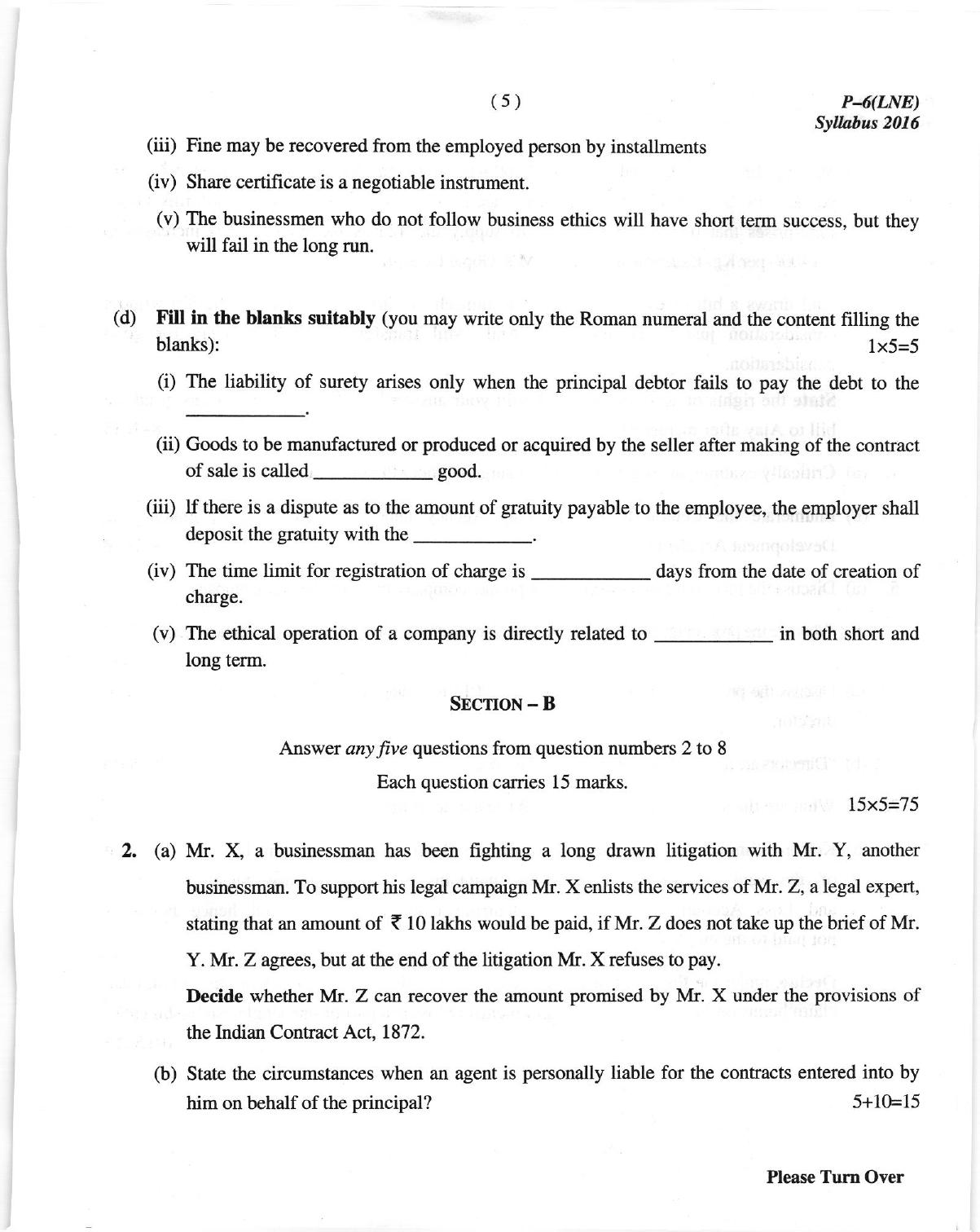 ICMAI June 2018 Laws and Ethics Question Paper - Page 5