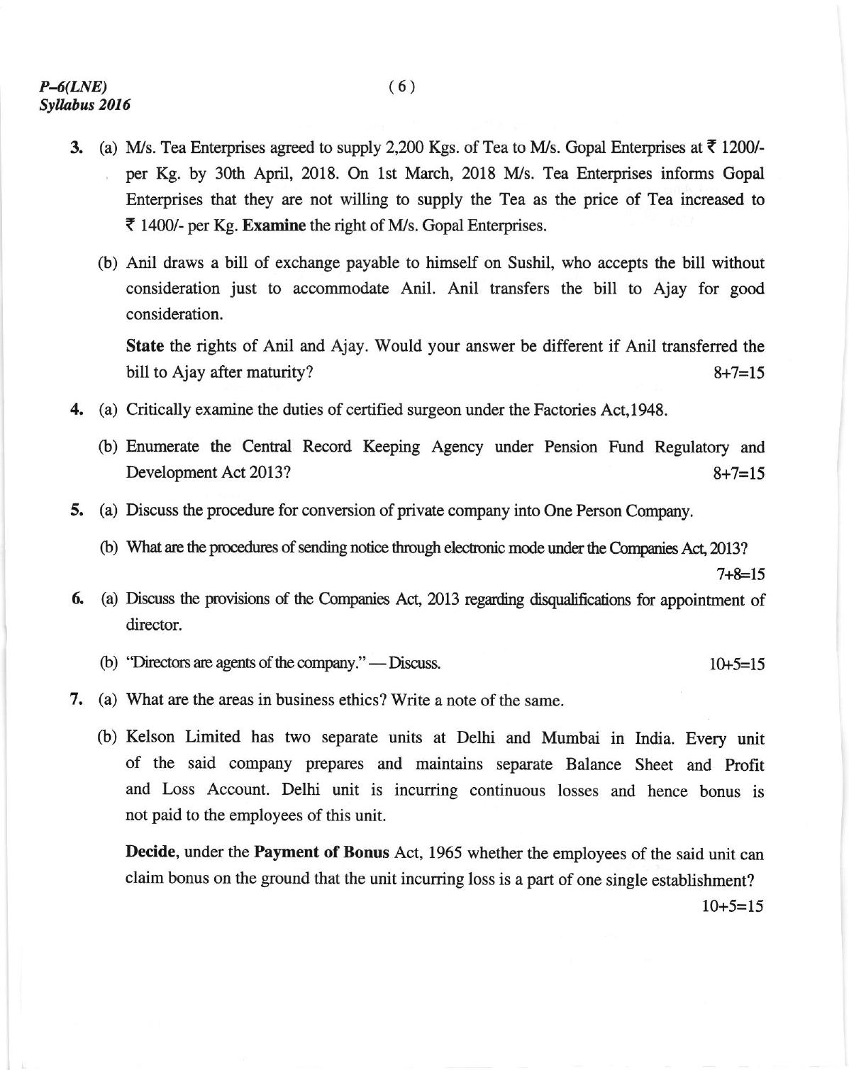 ICMAI June 2018 Laws and Ethics Question Paper - Page 6