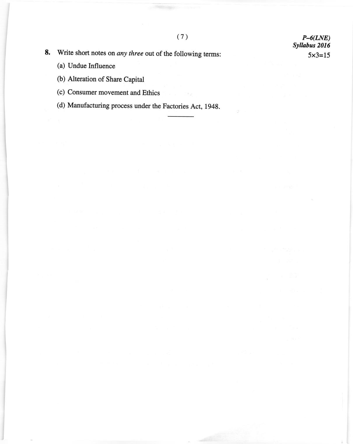 ICMAI June 2018 Laws and Ethics Question Paper - Page 7