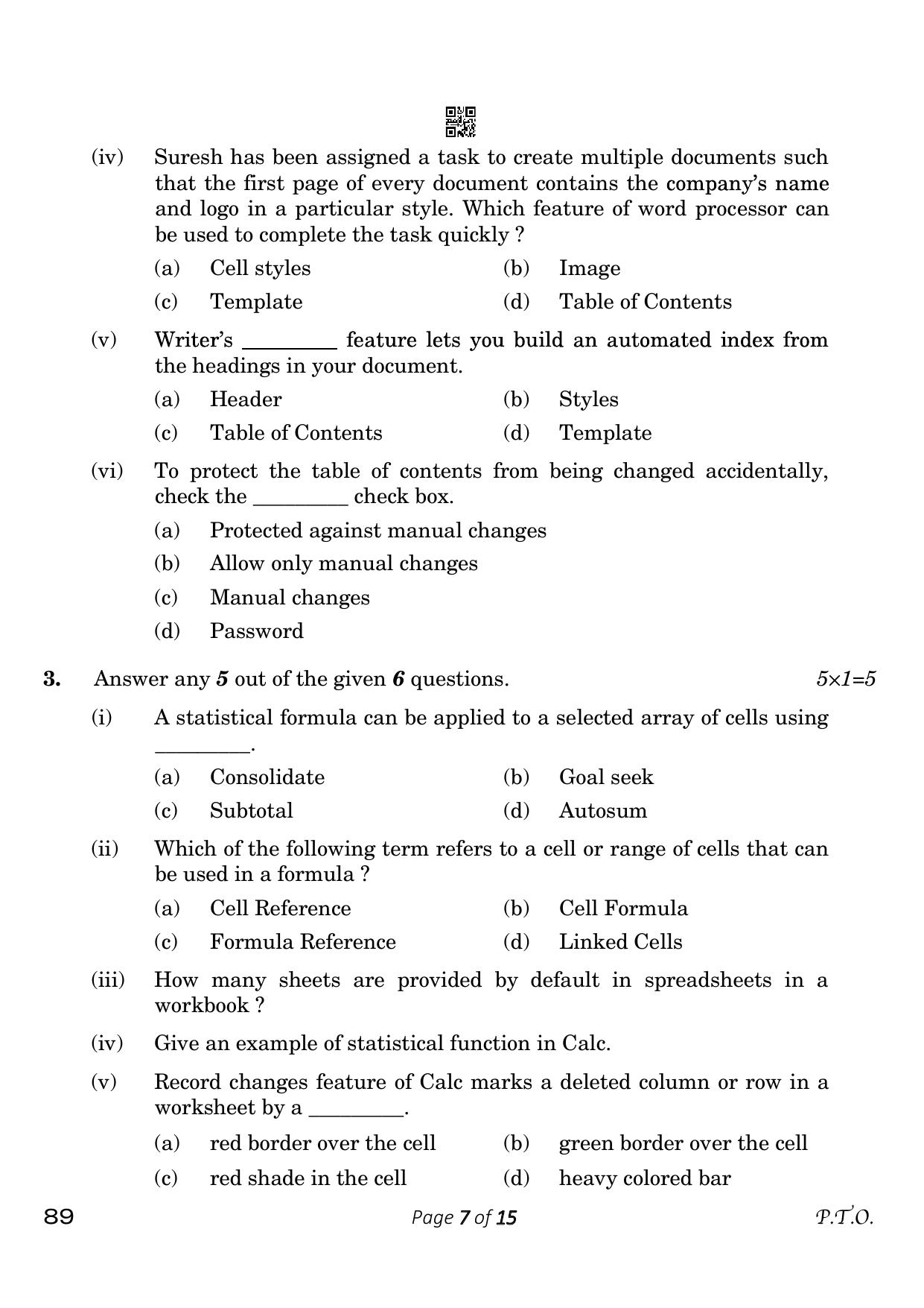CBSE Class 10 Information Technology (Compartment) 2023 Question Paper - Page 7