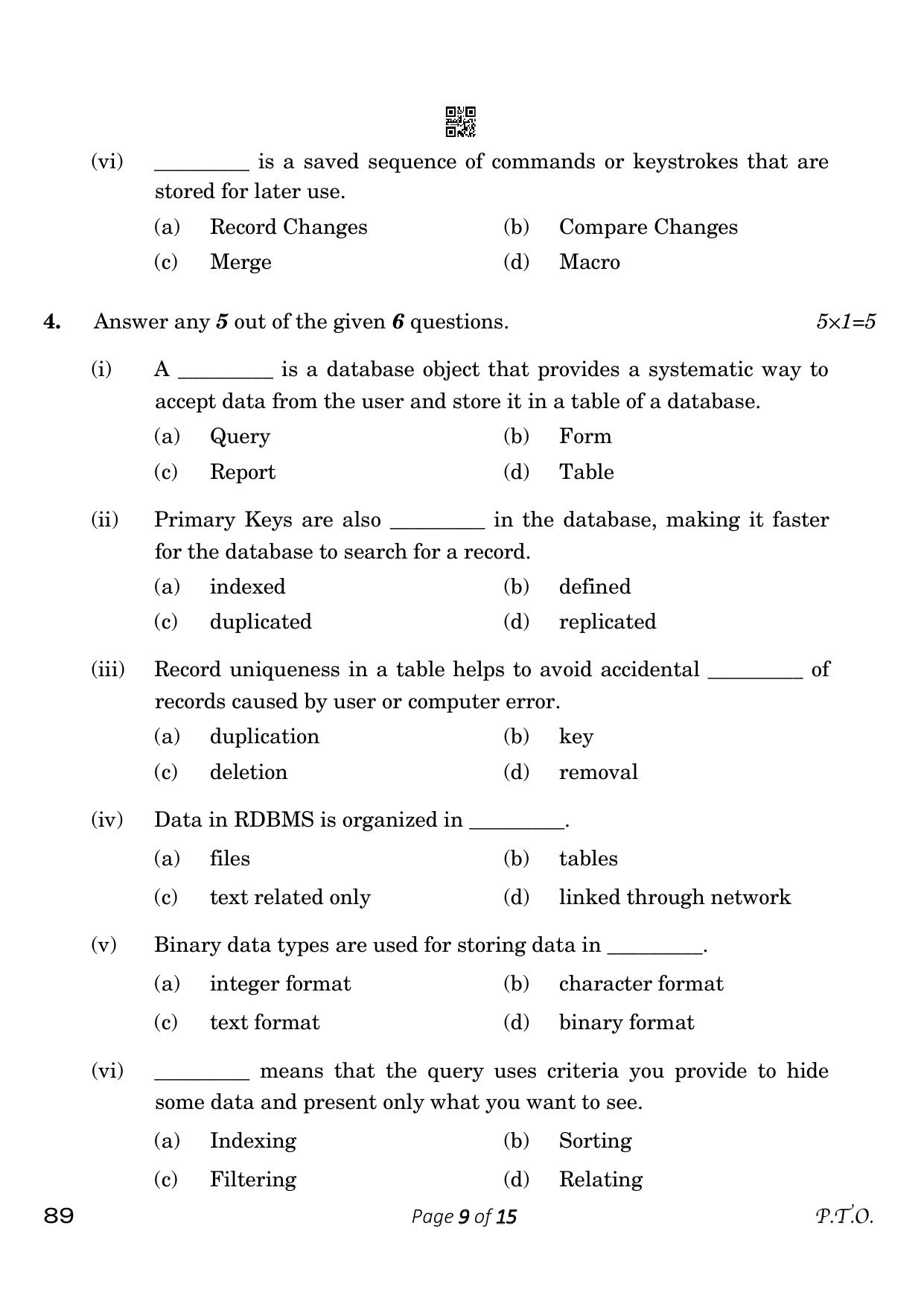CBSE Class 10 Information Technology (Compartment) 2023 Question Paper - Page 9