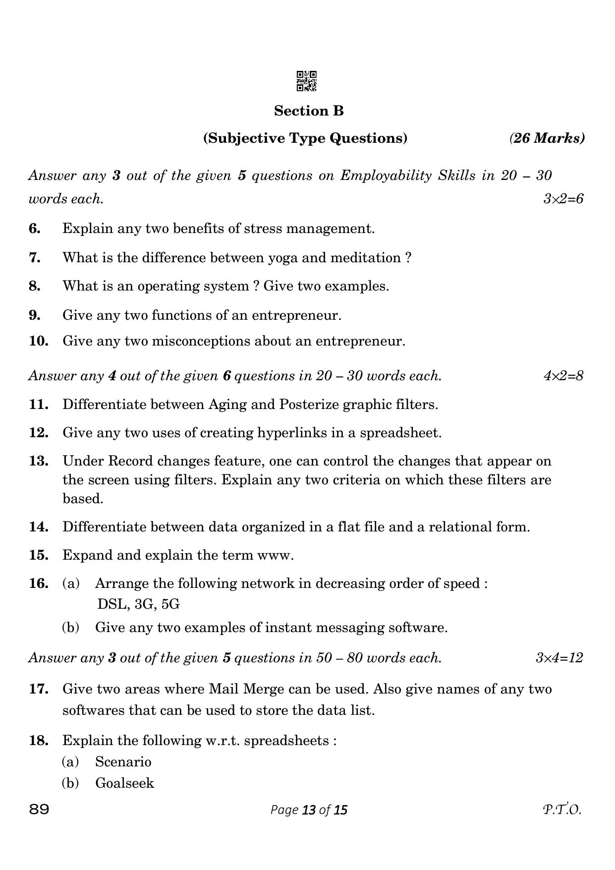 CBSE Class 10 Information Technology (Compartment) 2023 Question Paper - Page 13