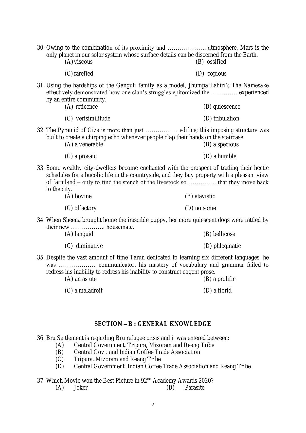 AILET 2020 Question Paper for BA LLB - Page 7