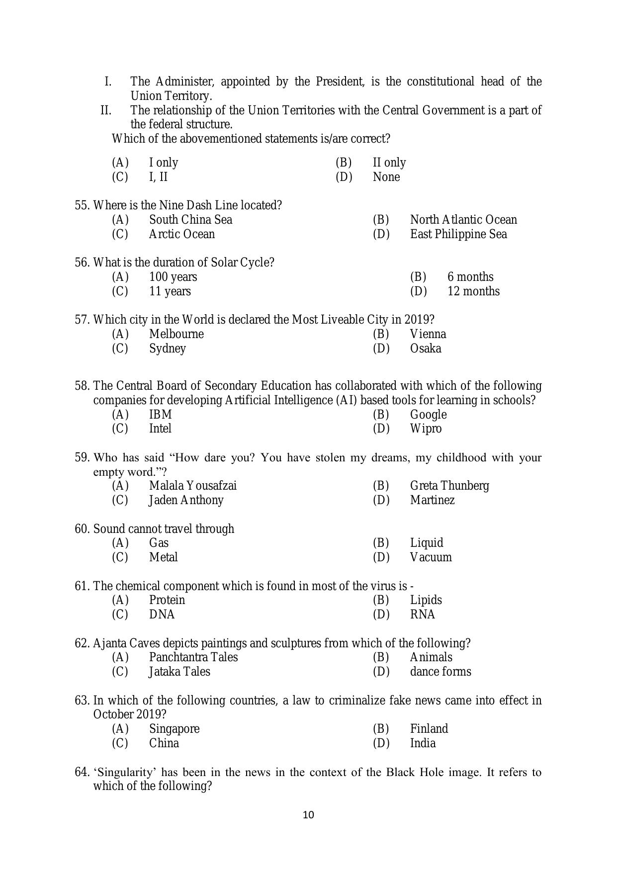 AILET 2020 Question Paper for BA LLB - Page 10