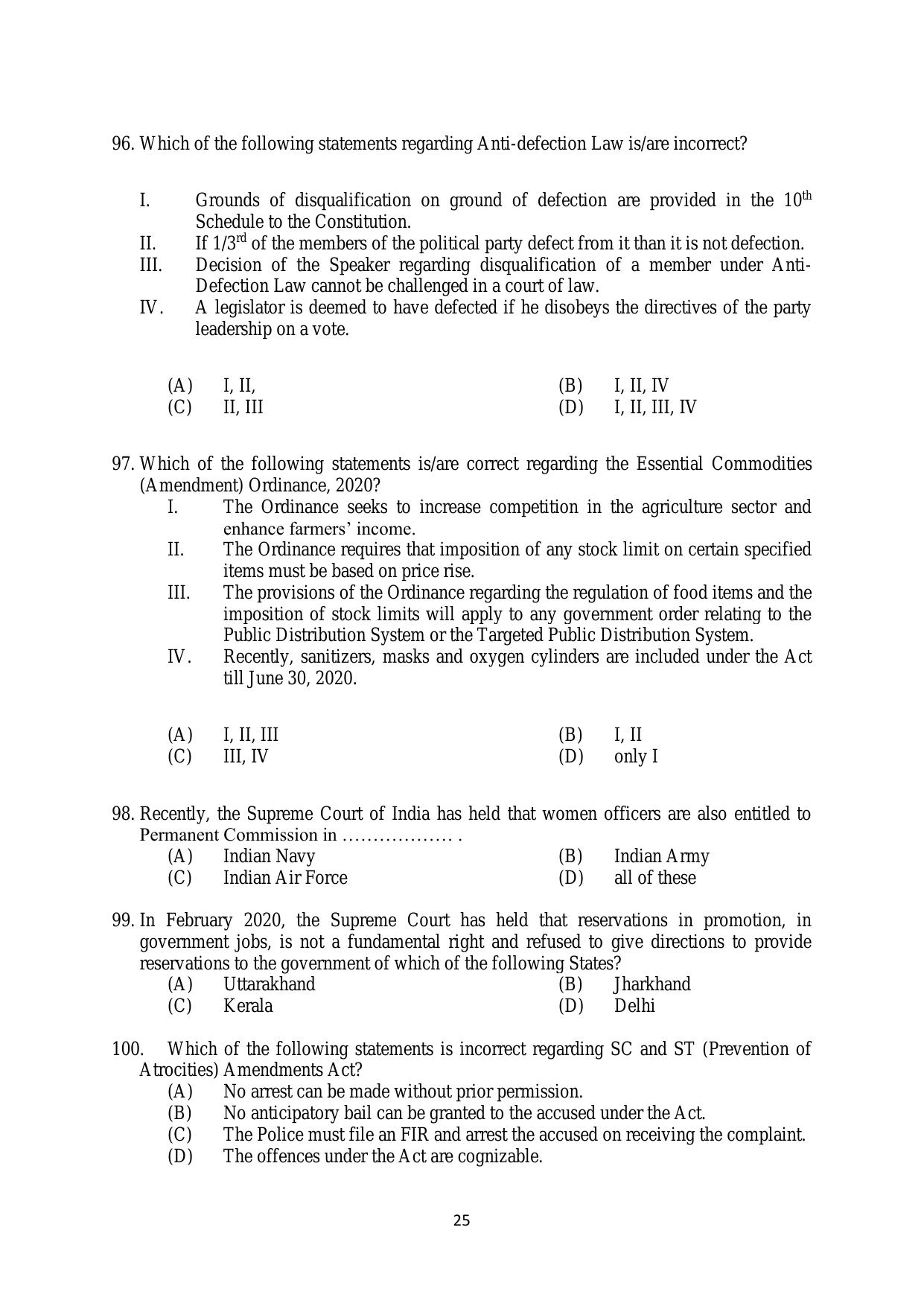AILET 2020 Question Paper for BA LLB - Page 25