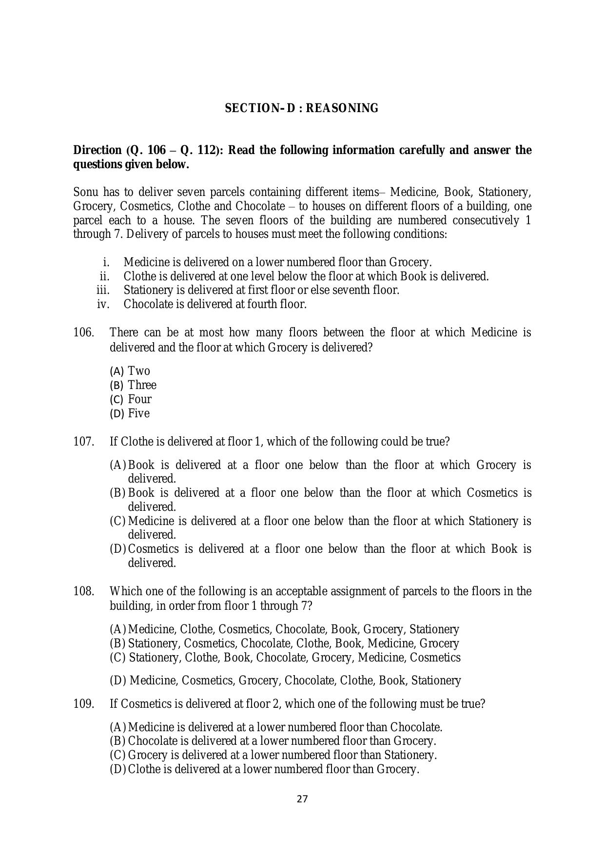 AILET 2020 Question Paper for BA LLB - Page 27