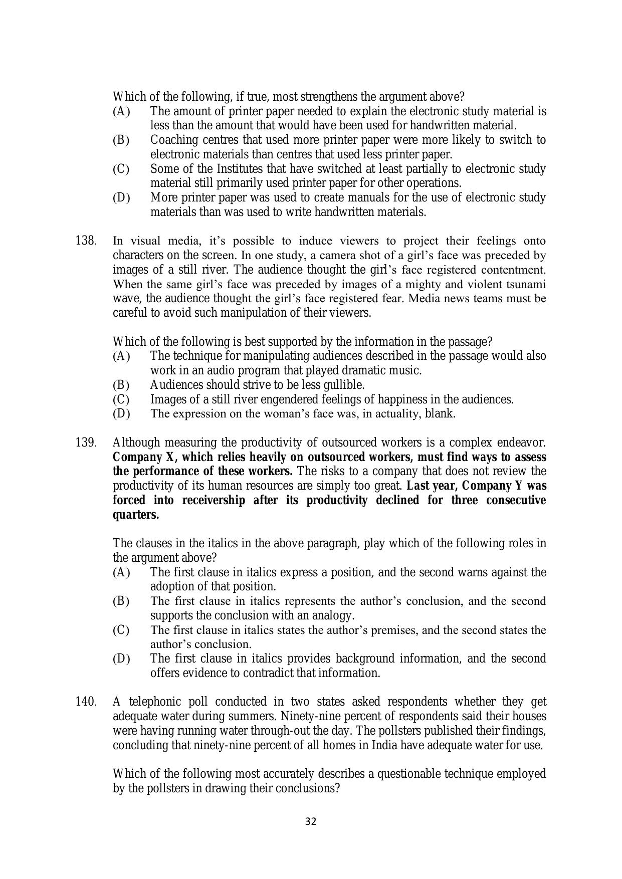AILET 2020 Question Paper for BA LLB - Page 32
