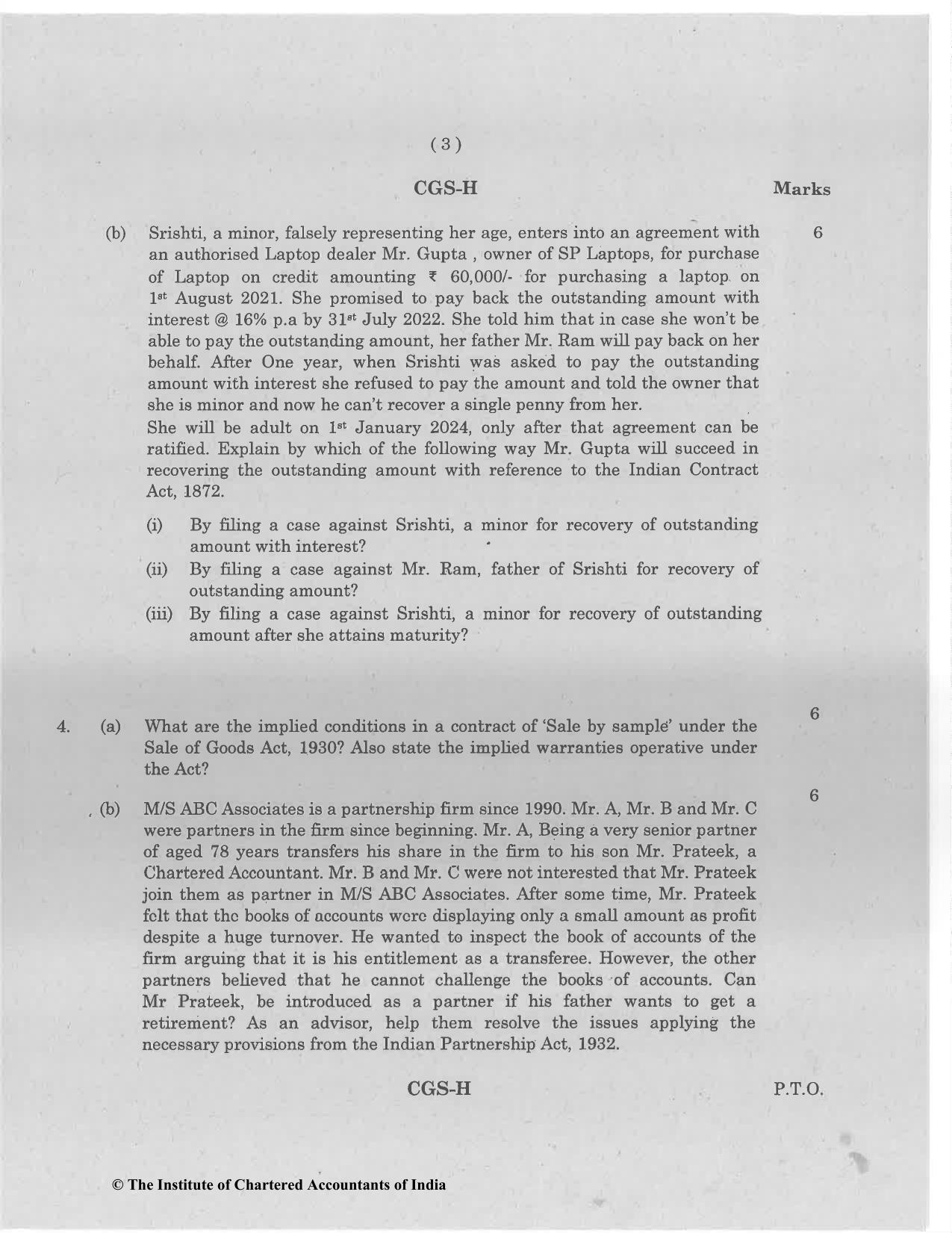 CA Foundation May 2022 Question Paper - Paper 2 (Business Laws and Business Correspondence and Reporting) - Page 3