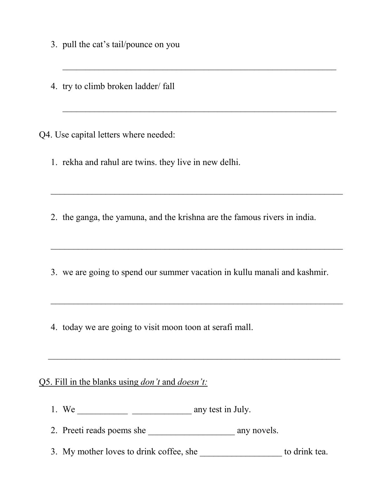 Worksheet for Class 3 English Assignment 22 - Page 2