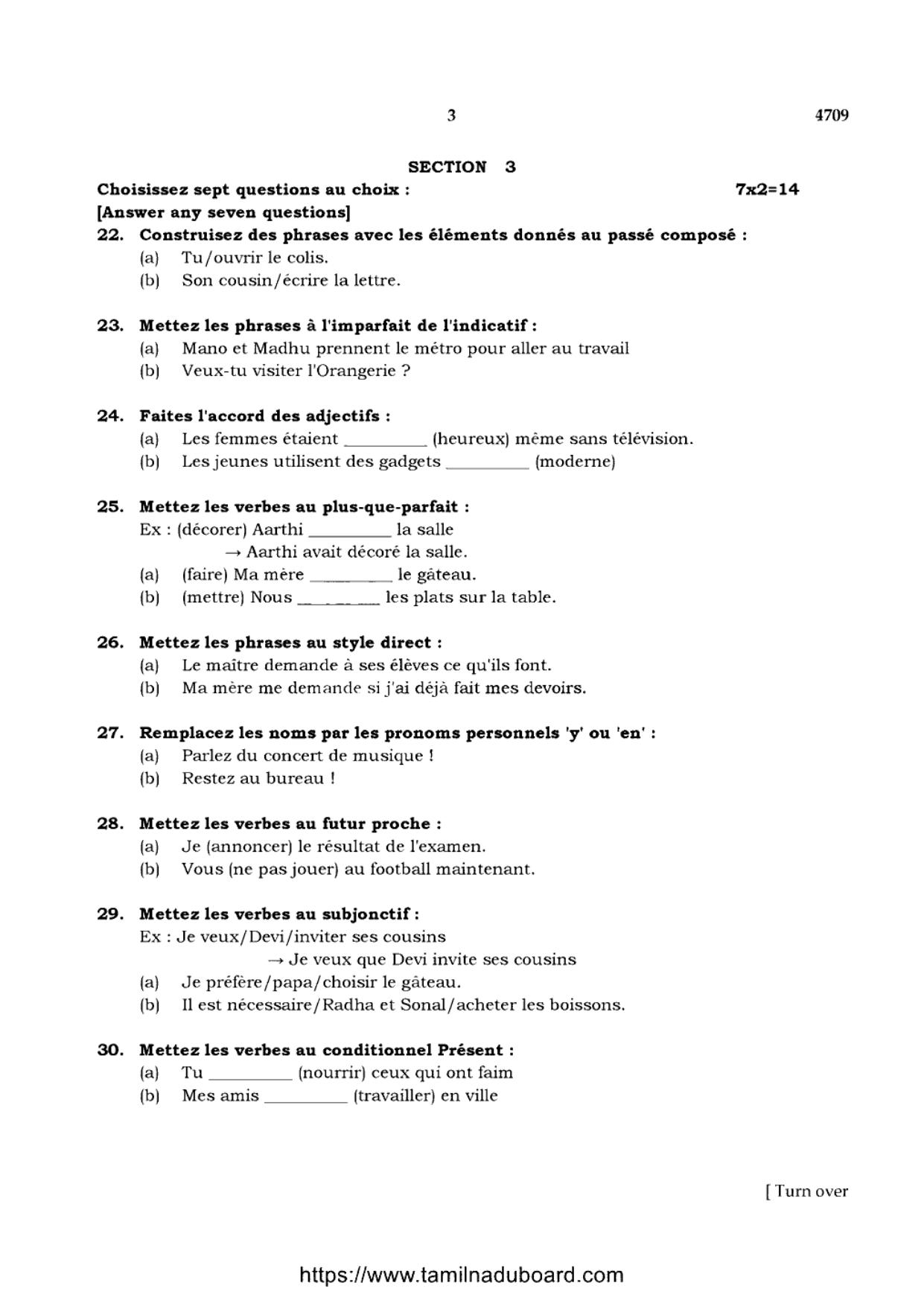 TN Class 12 French 4709 Question Papers 2021 - Page 3