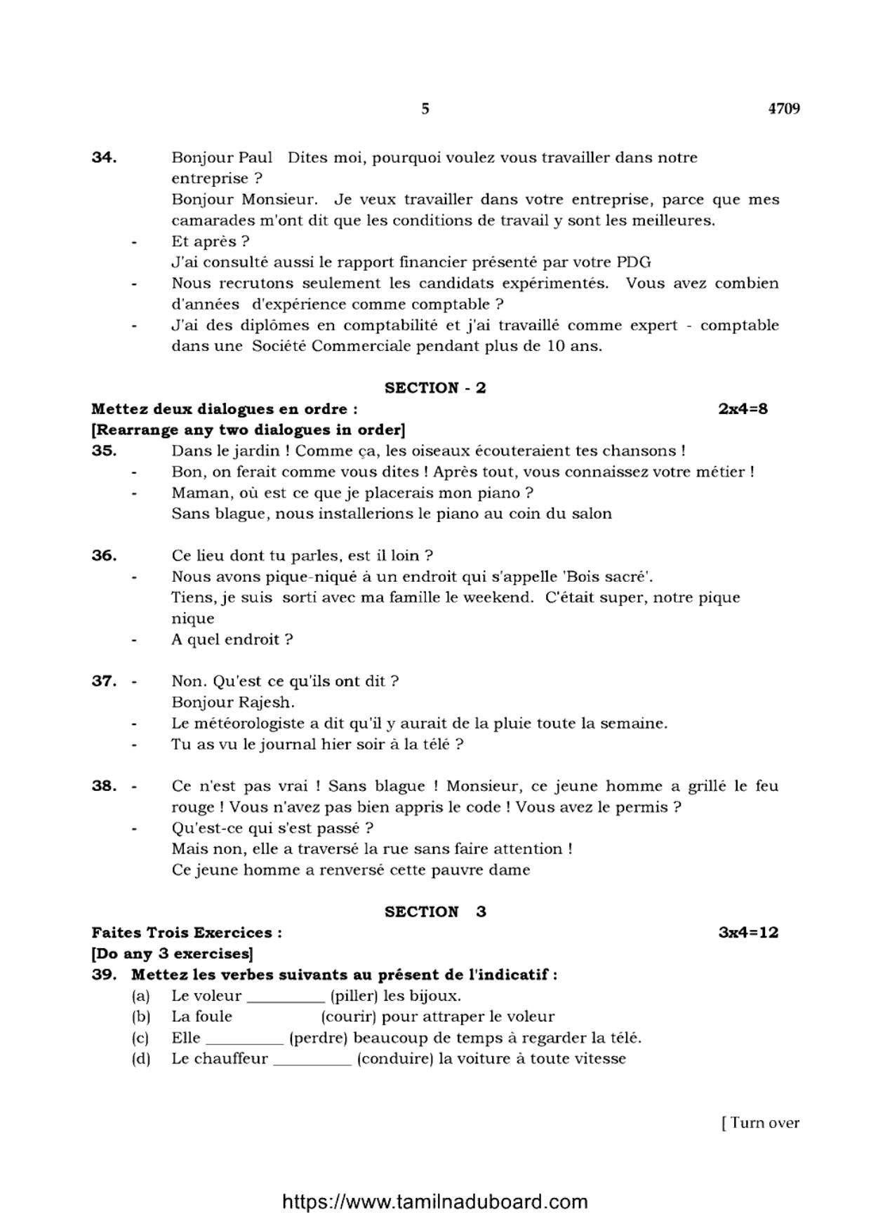TN Class 12 French 4709 Question Papers 2021 - Page 5