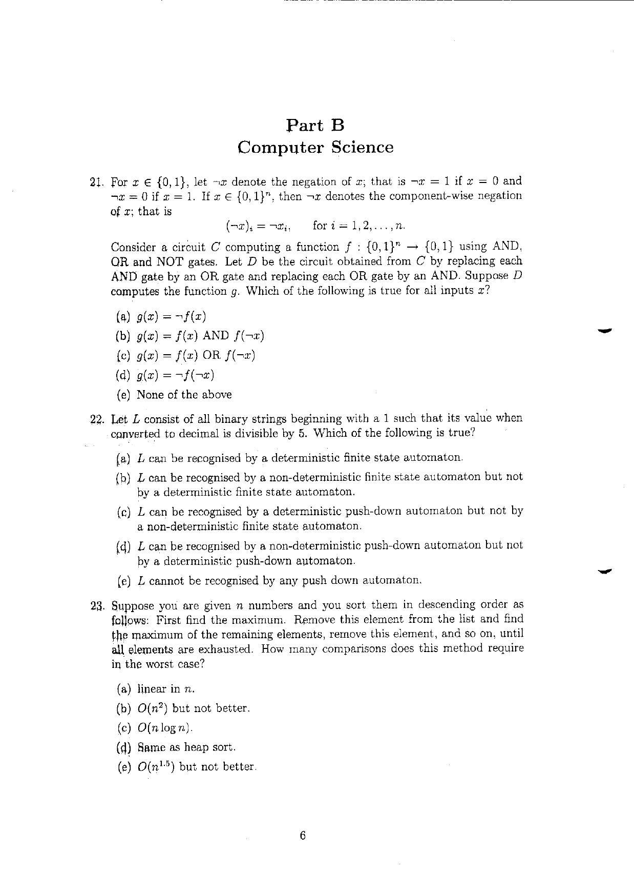 TIFR GS 2010 Computer & Systems Sciences Question Paper - Page 7